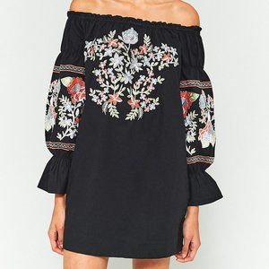 Black Free People embroidered shoulder dress